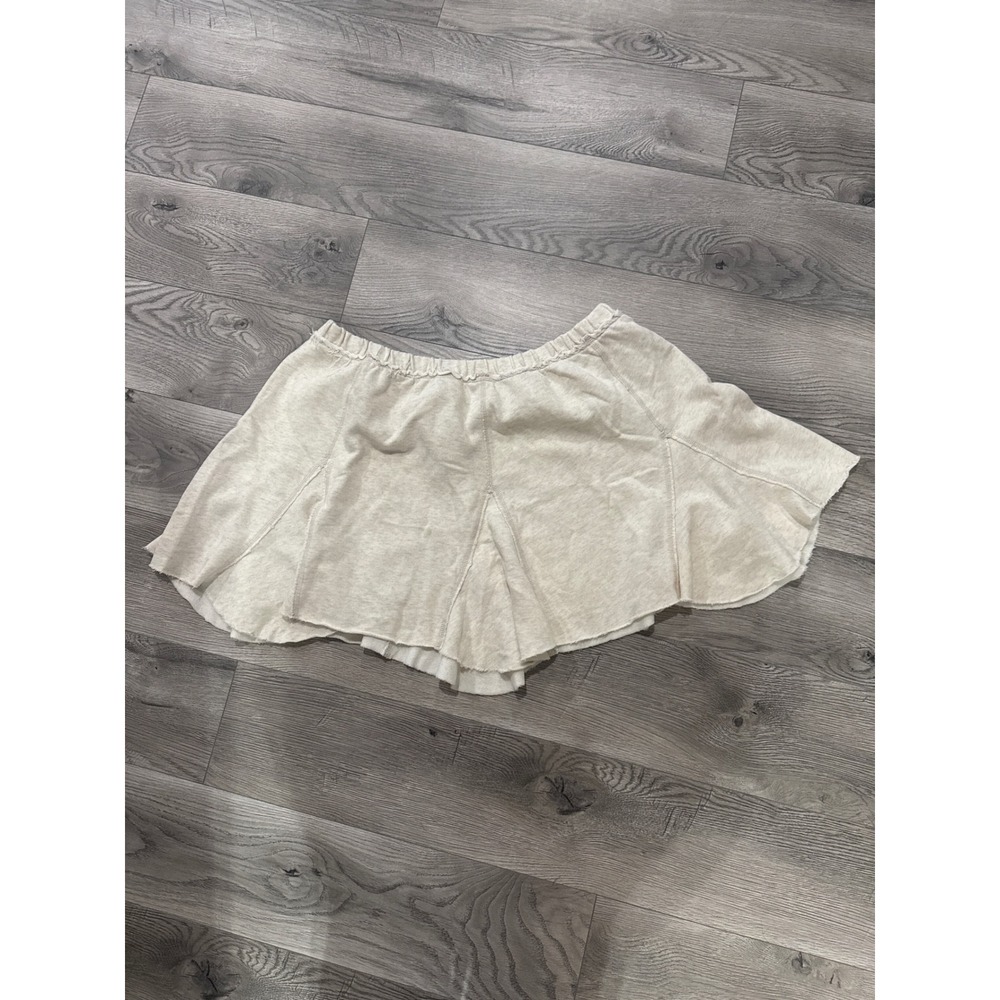Aerie Cream Godet Fleece Mini Skirt Raw Hem Skirt XL